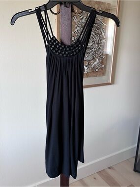 Michael Kors Black Tank with Beaded Multi-Strap Neckline